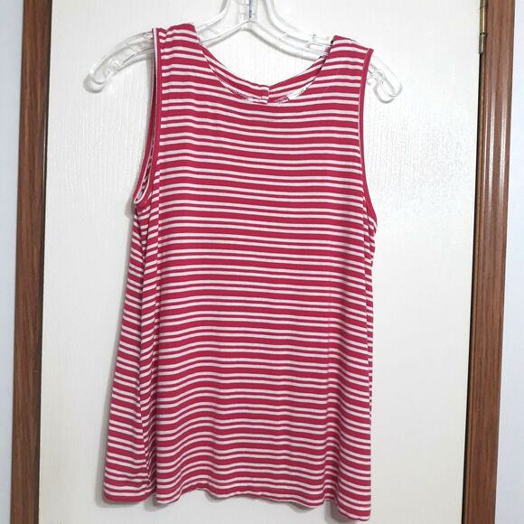 Andree By Unit Womens Sz Medium Red White Stripe Button Back Top - Picture 1 of 8